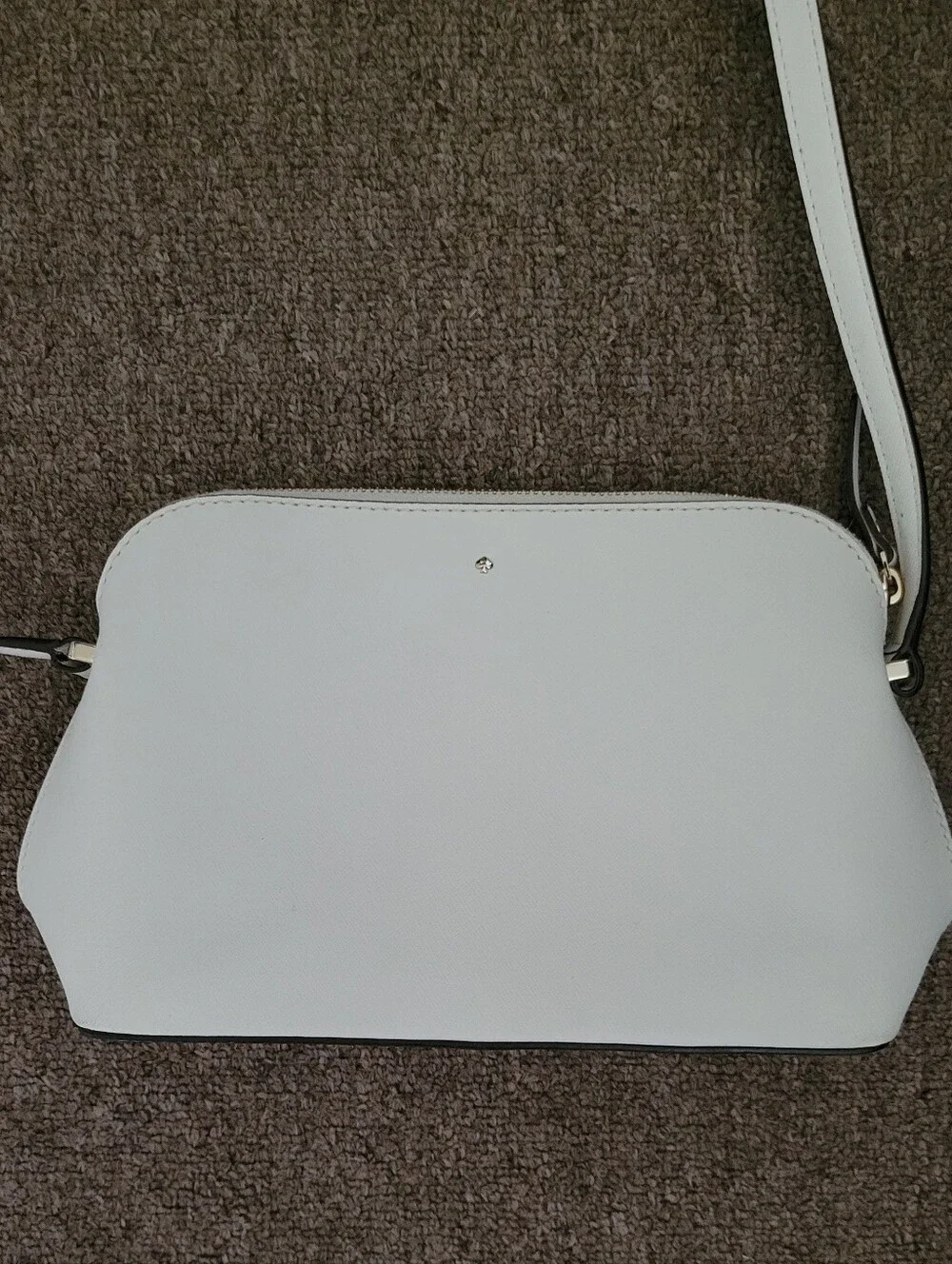 Super Cute Kate Spade White with Golden Tan interior Crossbody Handbag Purse